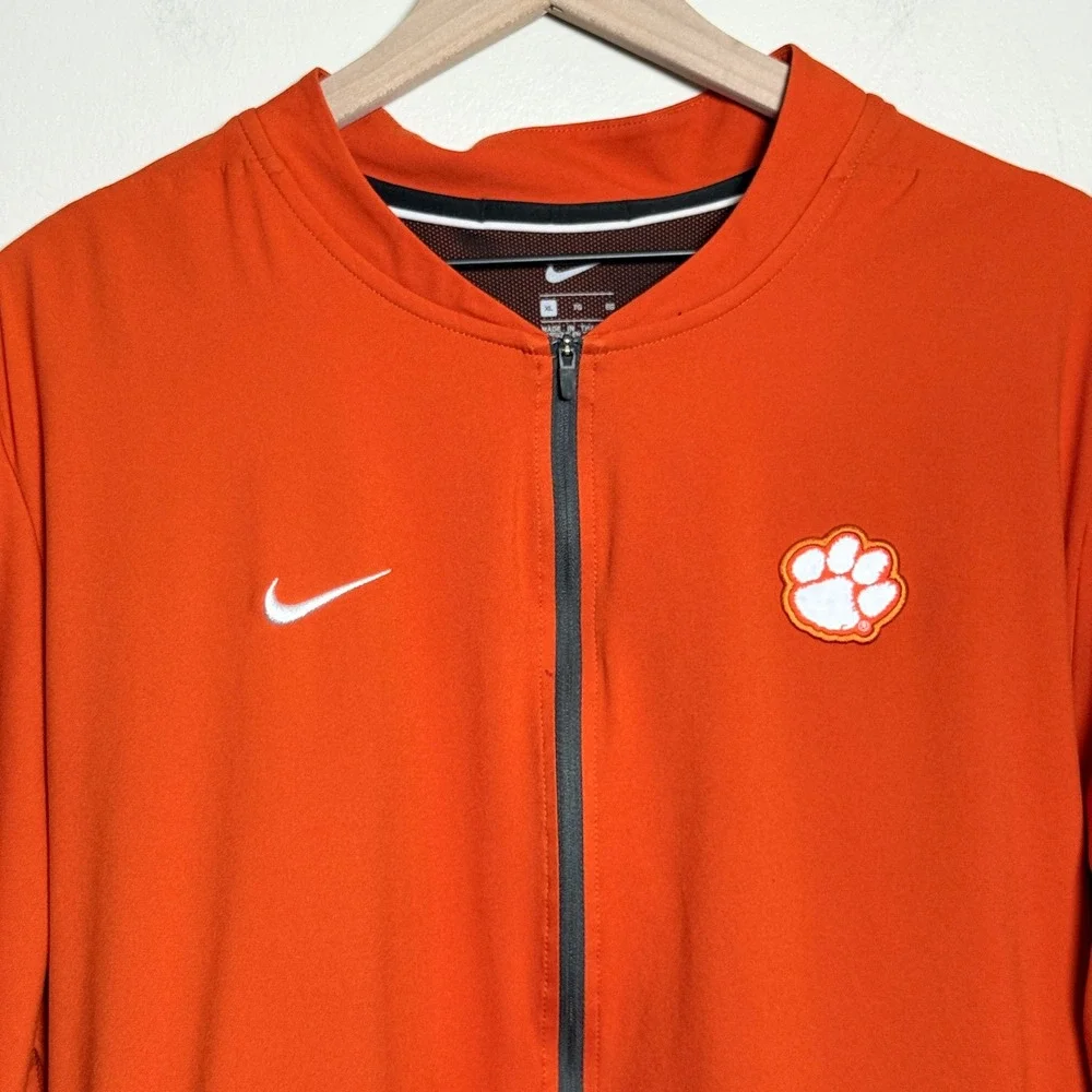 Nike‎ Clemson Tigers Mens Sideline Jacket XL Orange Full Zip Performance Sports